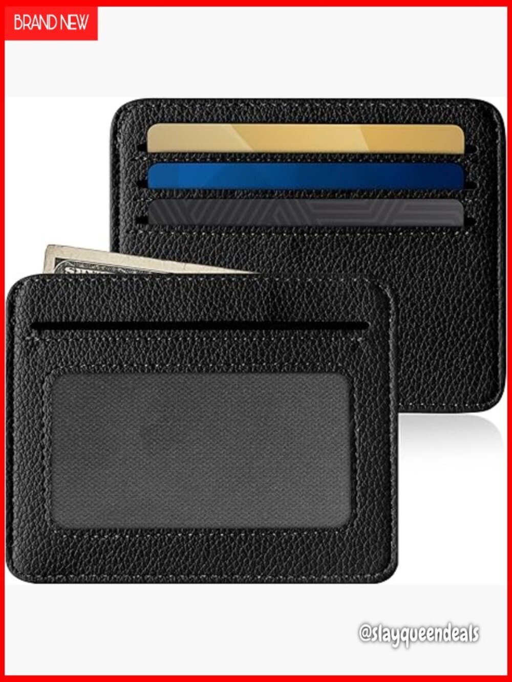 Minimalist RFID Blocking Leather Card Holder with ID Window Slim Wallet